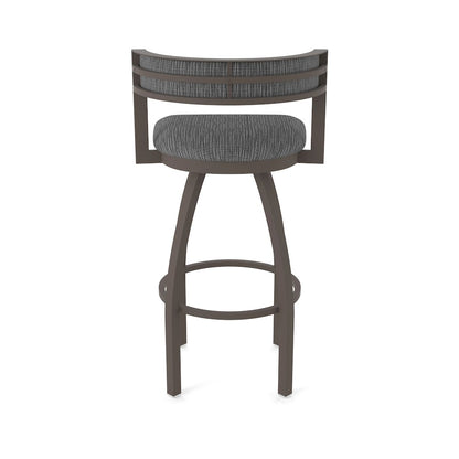 Swivel Counter Stool with Bronze Finish and Graph Coal Seat and Back