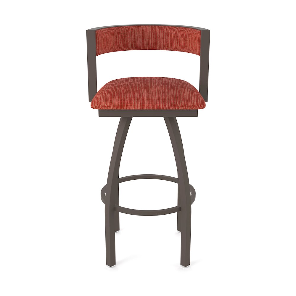 Swivel Counter Stool with Bronze Finish and Graph Poppy Seat and Back