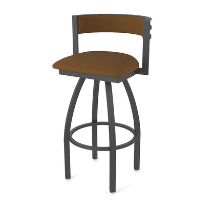 Swivel Counter Stool with Pewter Finish and Canter Thatch Seat and Back
