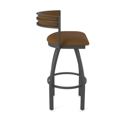 Swivel Counter Stool with Pewter Finish and Canter Thatch Seat and Back