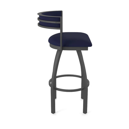 Swivel Counter Stool with Pewter Finish and Canter Twilight Seat and Back