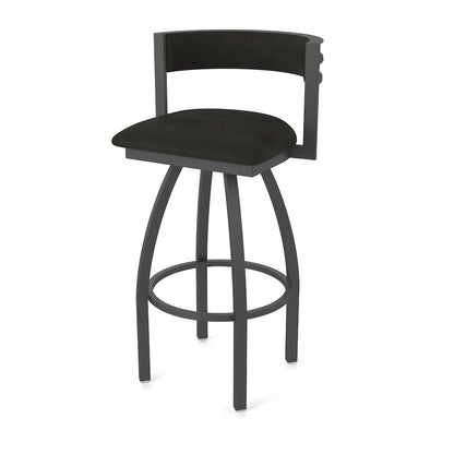Swivel Counter Stool with Pewter Finish and Canter Espresso Seat and Back