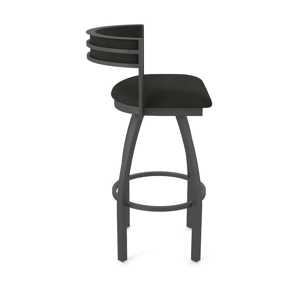 Swivel Counter Stool with Pewter Finish and Canter Espresso Seat and Back