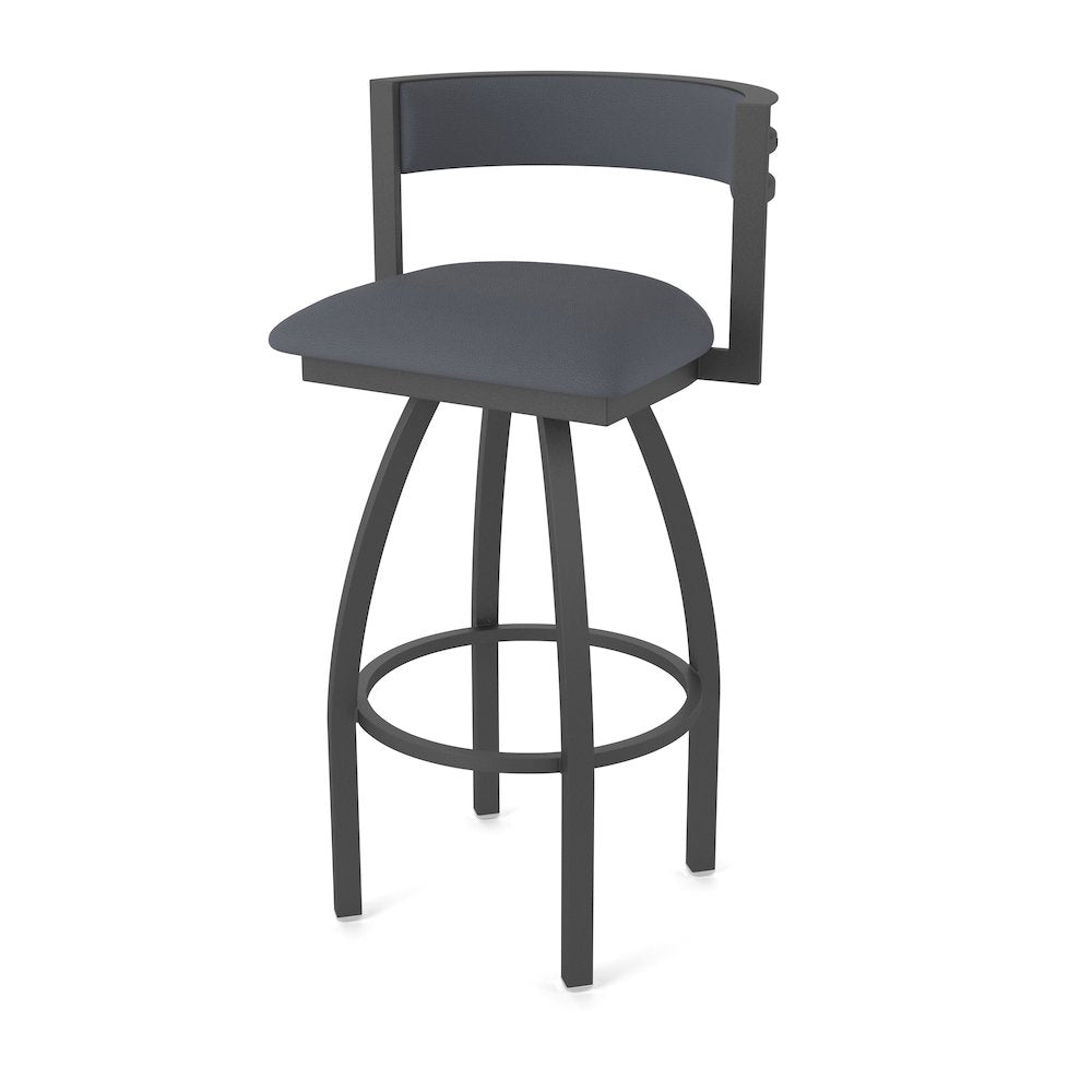 Swivel Counter Stool with Pewter Finish and Canter Storm Seat and Back