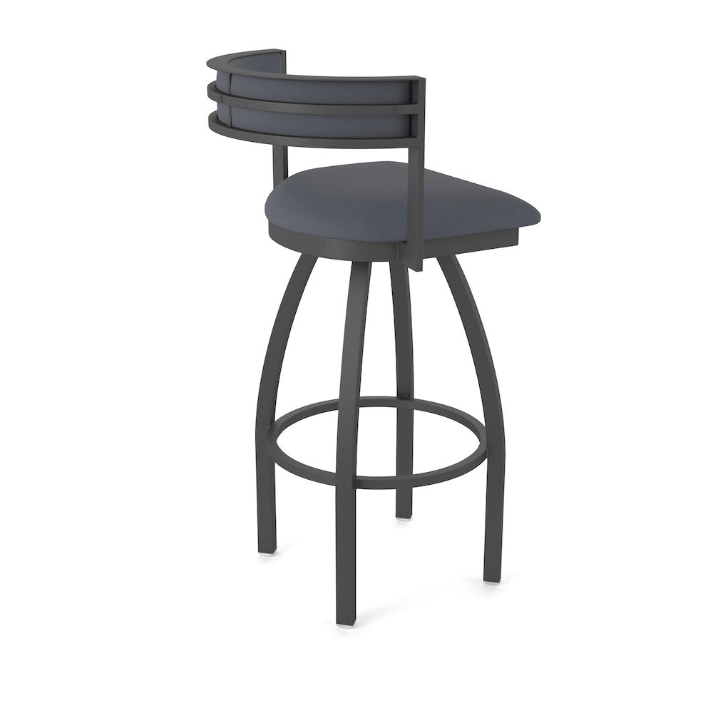 Swivel Counter Stool with Pewter Finish and Canter Storm Seat and Back