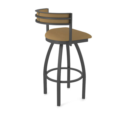 Swivel Counter Stool with Pewter Finish and Canter Saddle Seat and Back
