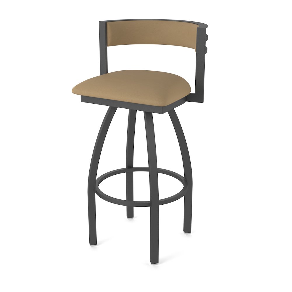 Swivel Counter Stool with Pewter Finish and Canter Sand Seat and Back