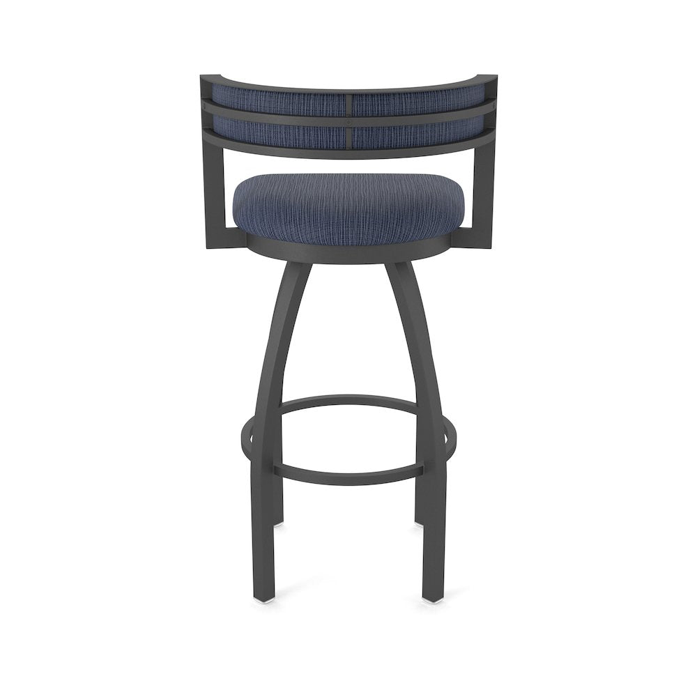 Swivel Counter Stool with Pewter Finish and Graph Anchor Seat and Back