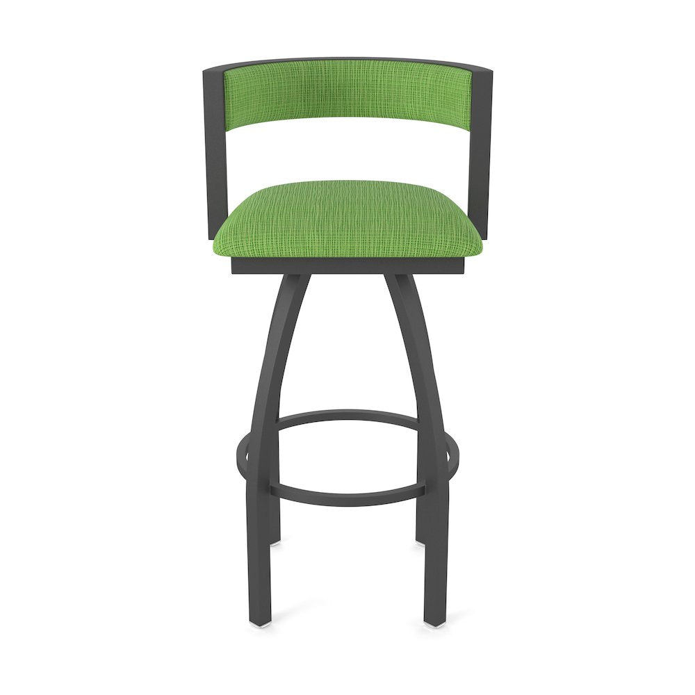 Swivel Counter Stool with Pewter Finish and Graph Parrot Seat and Back