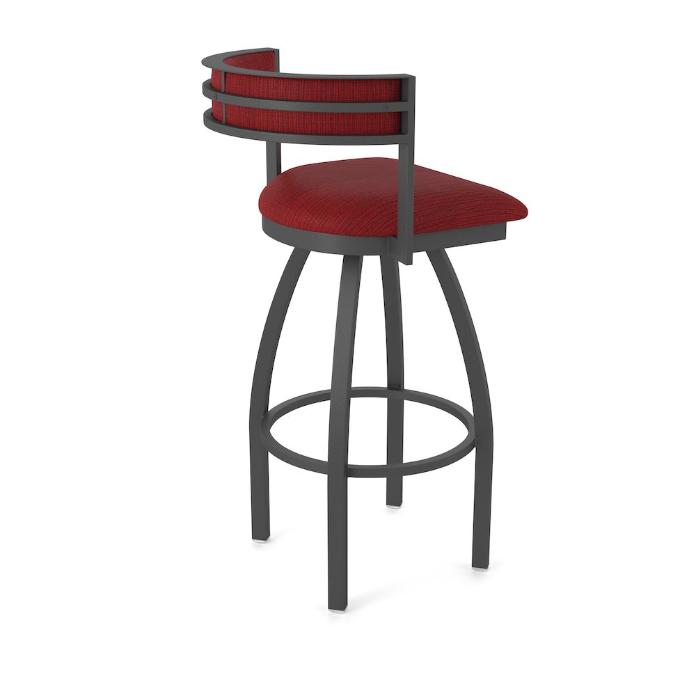 Swivel Counter Stool with Pewter Finish and Graph Ruby Seat and Back