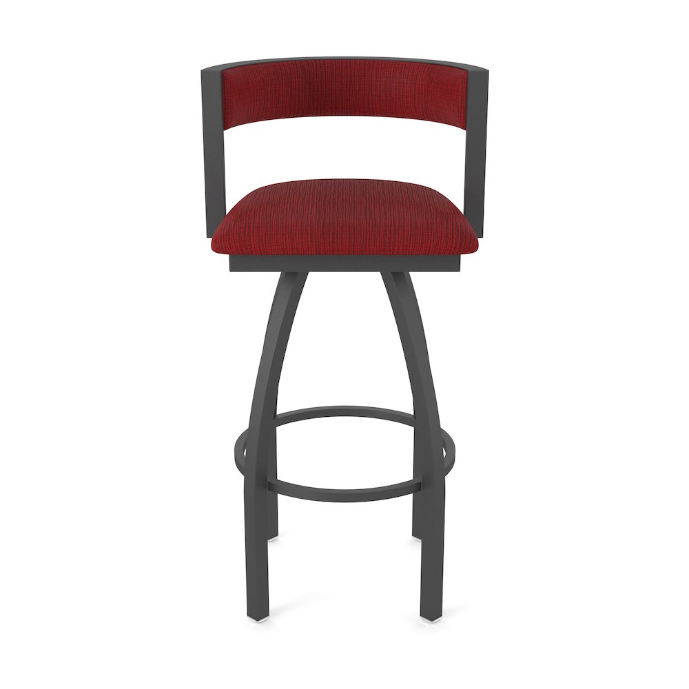 Swivel Counter Stool with Pewter Finish and Graph Ruby Seat and Back