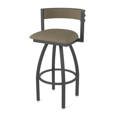 Swivel Counter Stool with Pewter Finish and Graph Cork Seat and Back