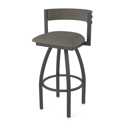 Swivel Counter Stool with Pewter Finish and Graph Chalice Seat and Back