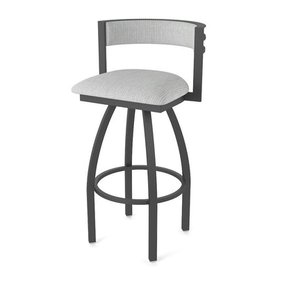 Swivel Counter Stool with Pewter Finish and Graph Alpine Seat and Back