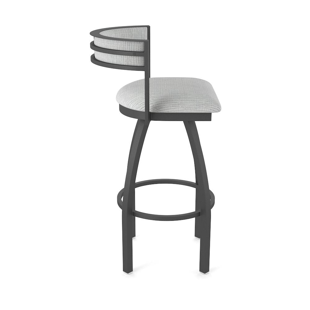 Swivel Counter Stool with Pewter Finish and Graph Alpine Seat and Back