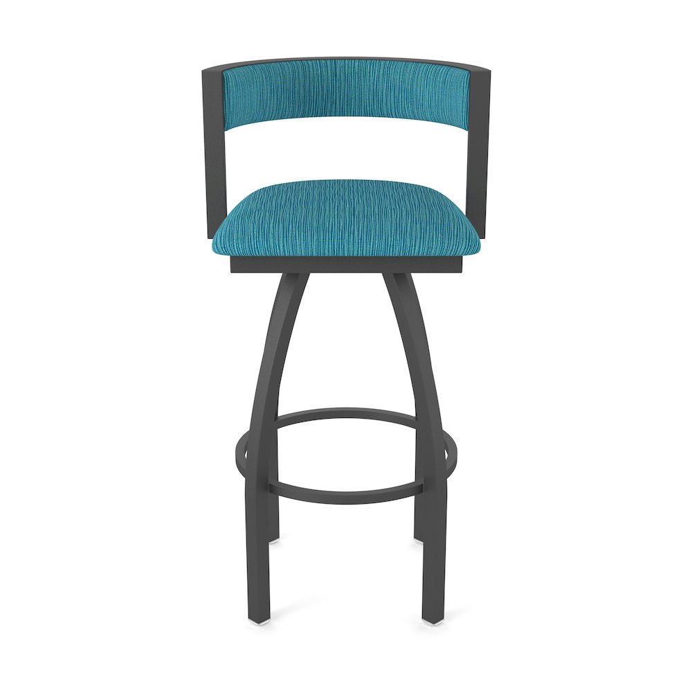 Swivel Counter Stool with Pewter Finish and Graph Tidal Seat and Back