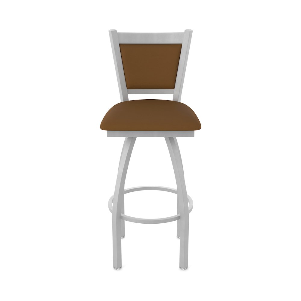 Swivel Counter Stool with Anodized Nickel Finish and Canter Thatch Seat and Back