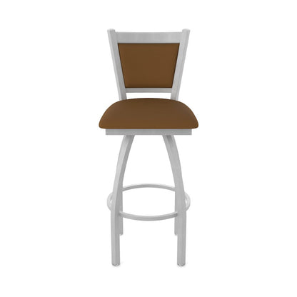 Swivel Counter Stool with Anodized Nickel Finish and Canter Thatch Seat and Back