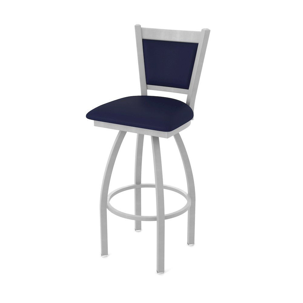 Swivel Counter Stool with Anodized Nickel Finish and Canter Twilight Seat