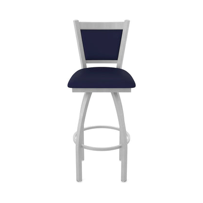 Swivel Counter Stool with Anodized Nickel Finish and Canter Twilight Seat