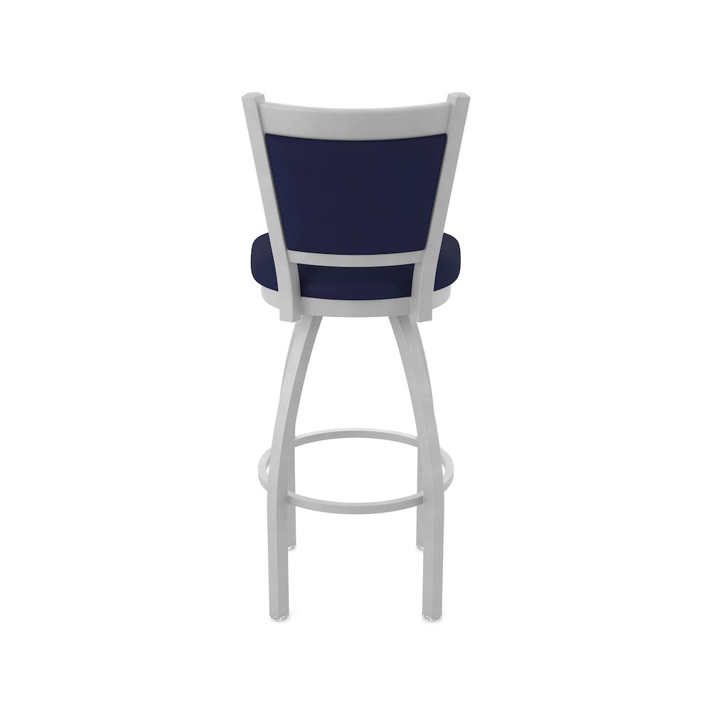 Swivel Counter Stool with Anodized Nickel Finish and Canter Twilight Seat