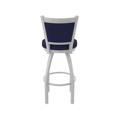 Swivel Counter Stool with Anodized Nickel Finish and Canter Twilight Seat