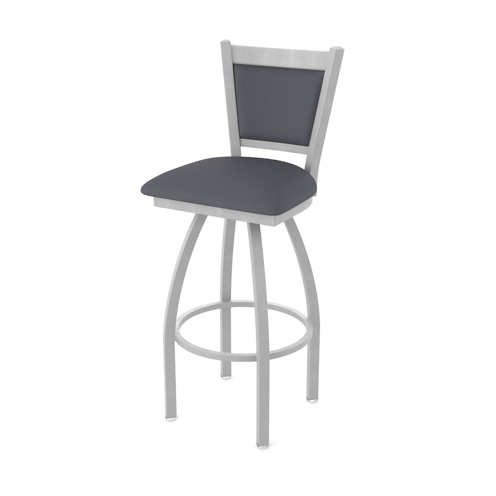 Swivel Counter Stool with Anodized Nickel Finish and Canter Storm Seat and Back