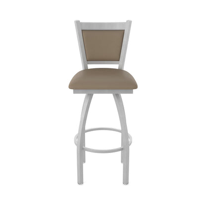 Swivel Counter Stool with Anodized Nickel Finish and Canter Earth Seat and Back