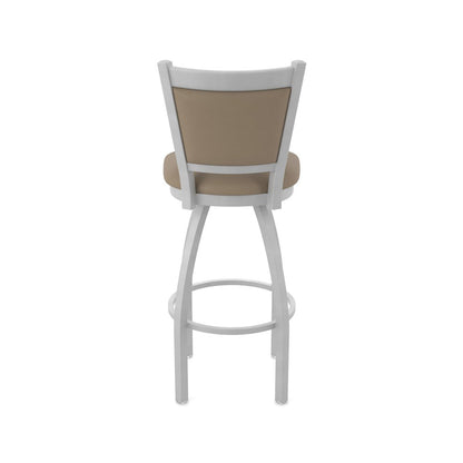 Swivel Counter Stool with Anodized Nickel Finish and Canter Earth Seat and Back
