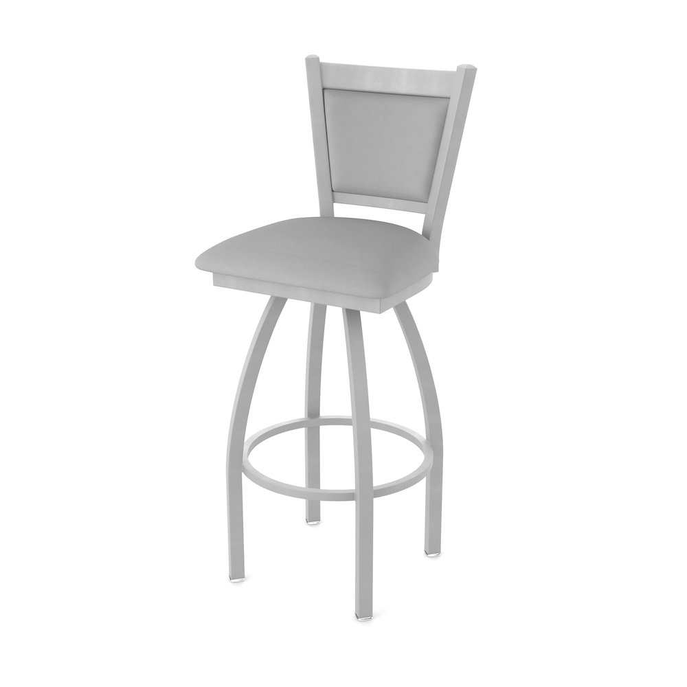 Swivel Counter Stool with Anodized Nickel Finish and Canter Folkstone Grey Seat