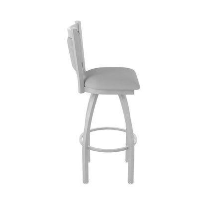 Swivel Counter Stool with Anodized Nickel Finish and Canter Folkstone Grey Seat