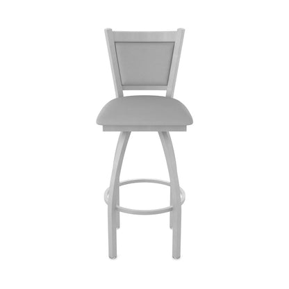 Swivel Counter Stool with Anodized Nickel Finish and Canter Folkstone Grey Seat