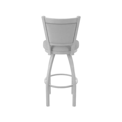 Swivel Counter Stool with Anodized Nickel Finish and Canter Folkstone Grey Seat