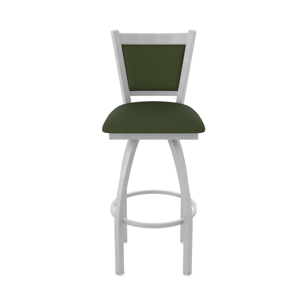 Swivel Counter Stool with Anodized Nickel Finish and Canter Pine Seat and Back
