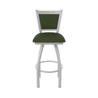 Swivel Counter Stool with Anodized Nickel Finish and Canter Pine Seat and Back