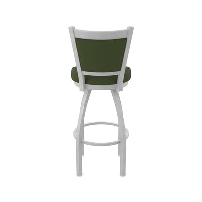 Swivel Counter Stool with Anodized Nickel Finish and Canter Pine Seat and Back