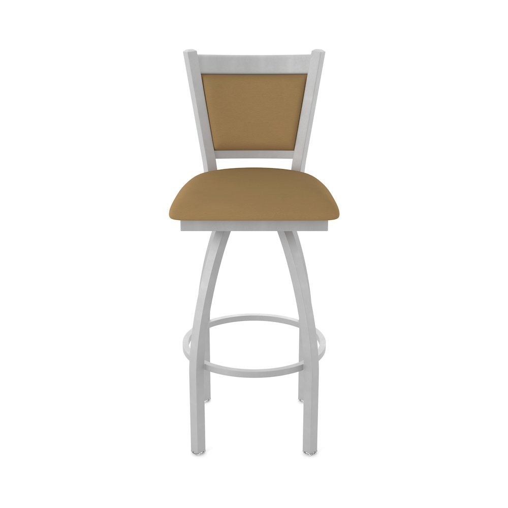 Swivel Counter Stool with Anodized Nickel Finish and Canter Saddle Seat and Back