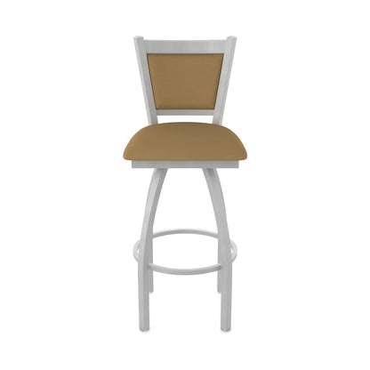 Swivel Counter Stool with Anodized Nickel Finish and Canter Saddle Seat and Back