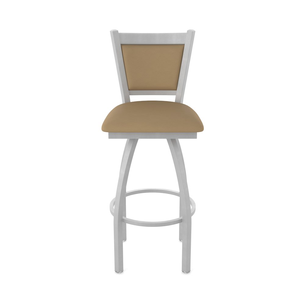 Swivel Counter Stool with Anodized Nickel Finish and Canter Sand Seat and Back