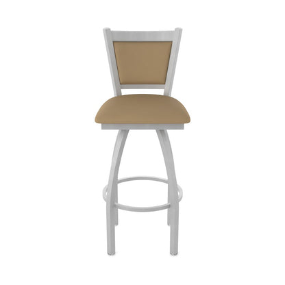 Swivel Counter Stool with Anodized Nickel Finish and Canter Sand Seat and Back