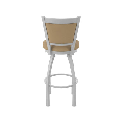 Swivel Counter Stool with Anodized Nickel Finish and Canter Sand Seat and Back