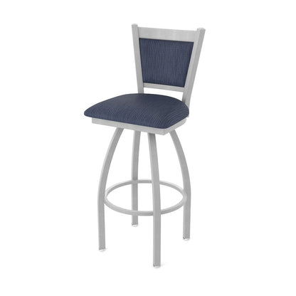 Swivel Counter Stool with Anodized Nickel Finish and Graph Anchor Seat and Back