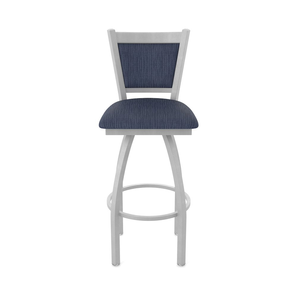 Swivel Counter Stool with Anodized Nickel Finish and Graph Anchor Seat and Back