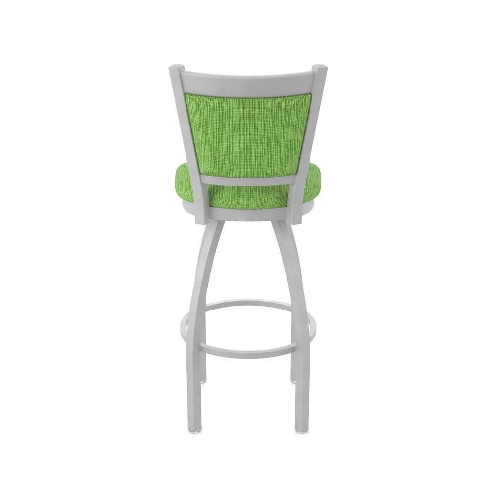 Swivel Counter Stool with Anodized Nickel Finish and Graph Parrot Seat and Back