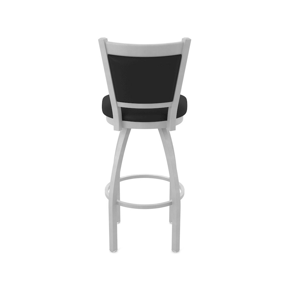 Swivel Counter Stool with Anodized Nickel Finish and Black Vinyl Seat and Back