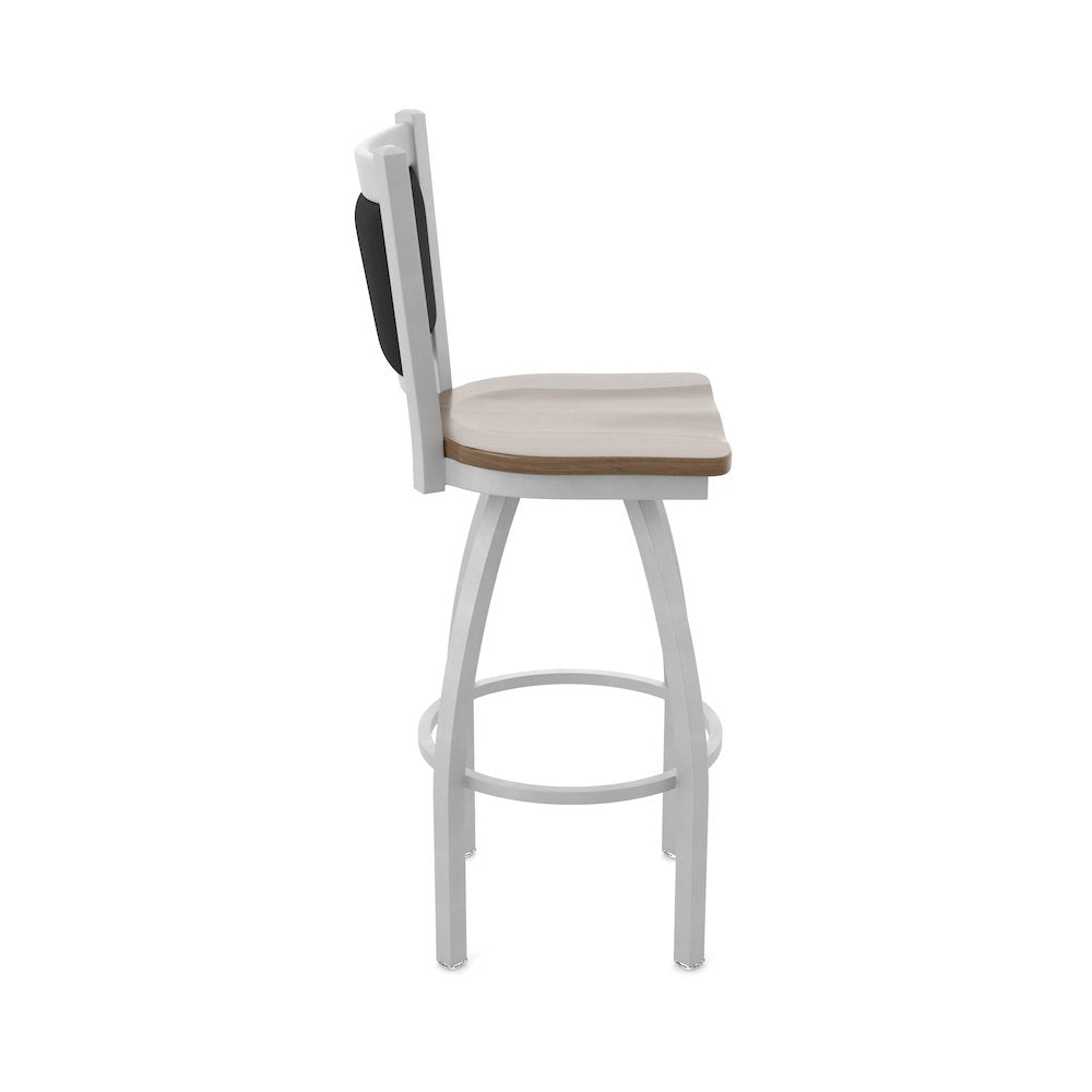 Swivel Counter Stool with Anodized Nickel Finish and Dark Maple Seat