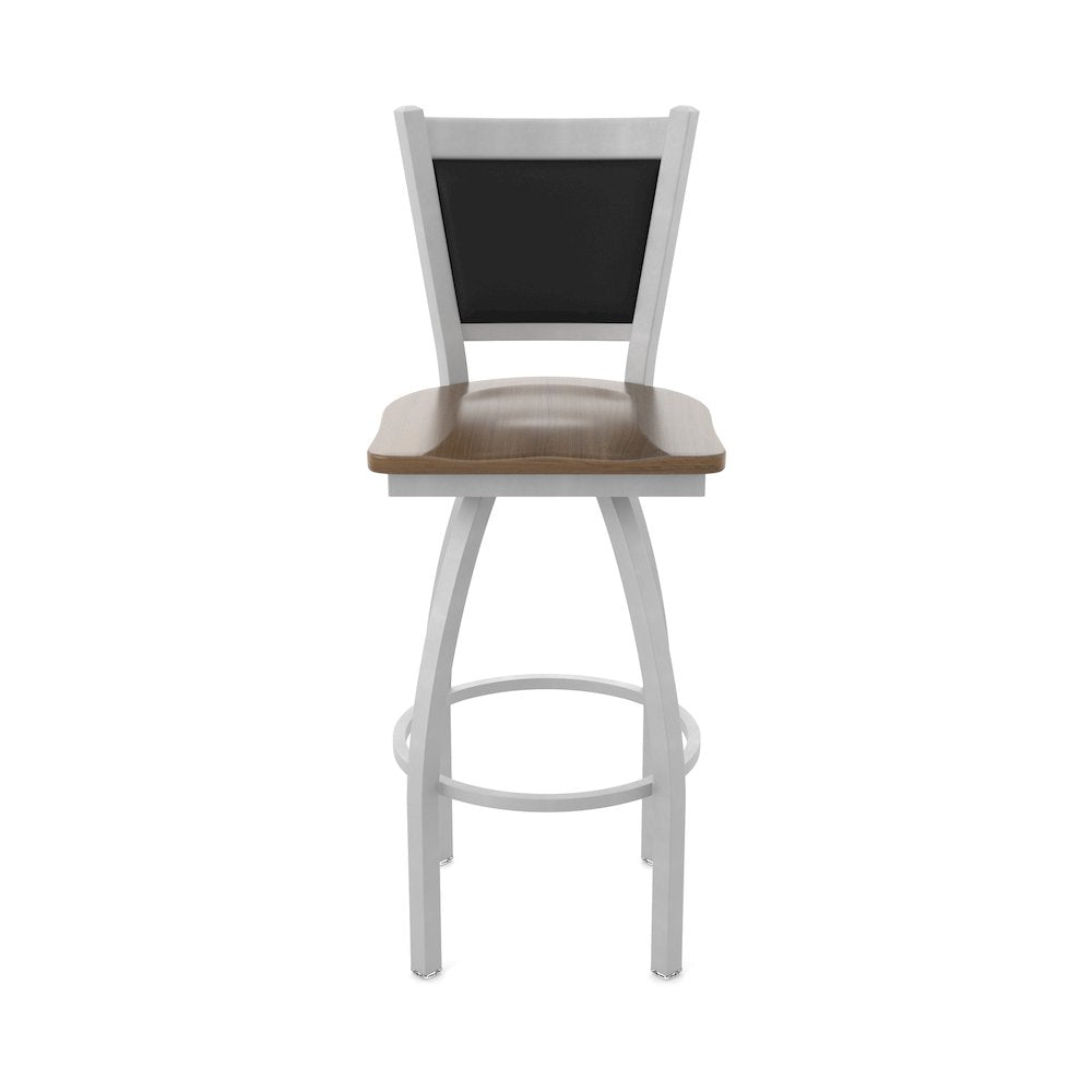 Swivel Counter Stool with Anodized Nickel Finish and Dark Maple Seat