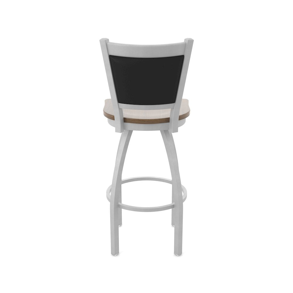 Swivel Counter Stool with Anodized Nickel Finish and Dark Maple Seat