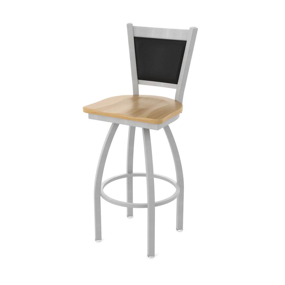 Swivel Counter Stool with Anodized Nickel Finish and Natural Maple Seat