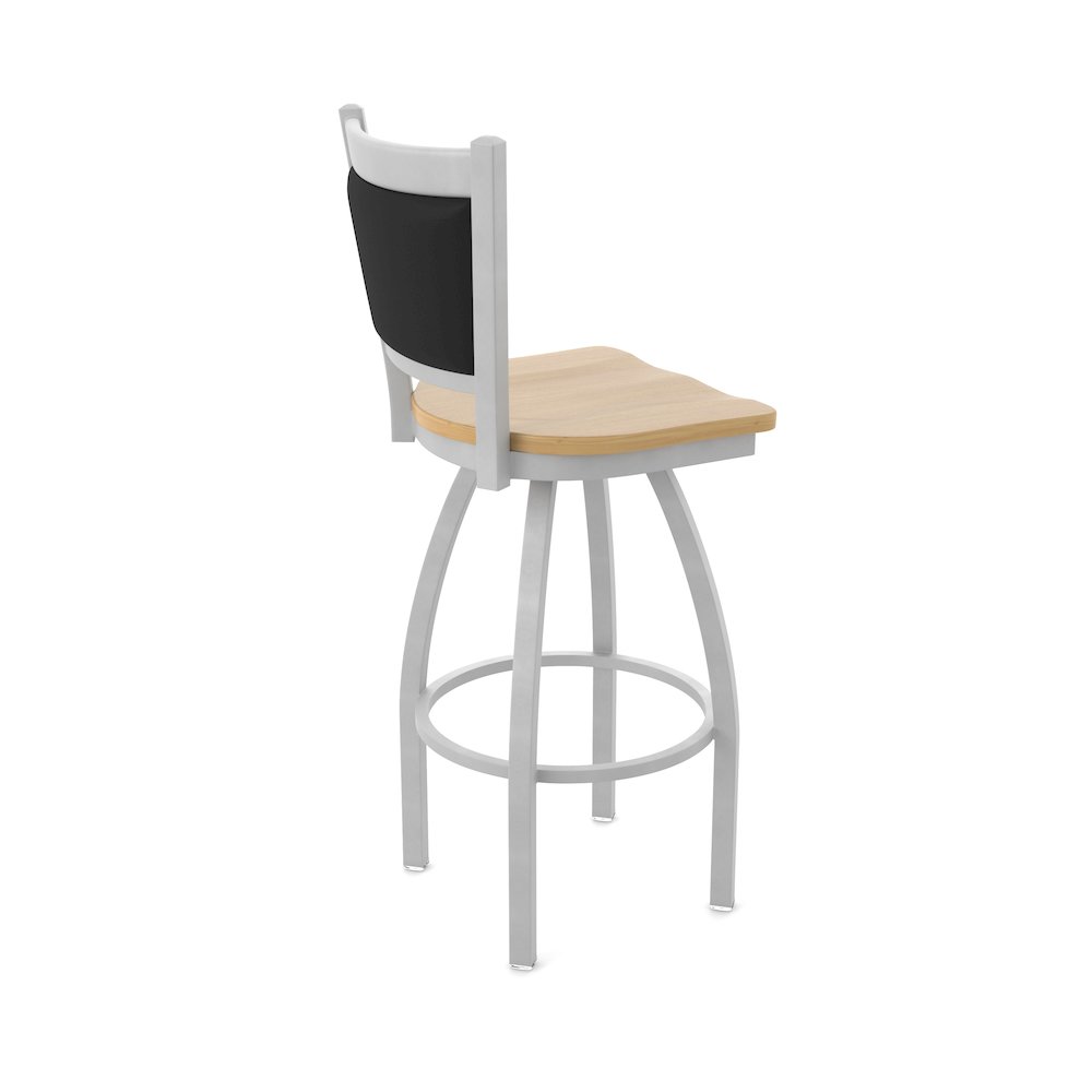 Swivel Counter Stool with Anodized Nickel Finish and Natural Maple Seat